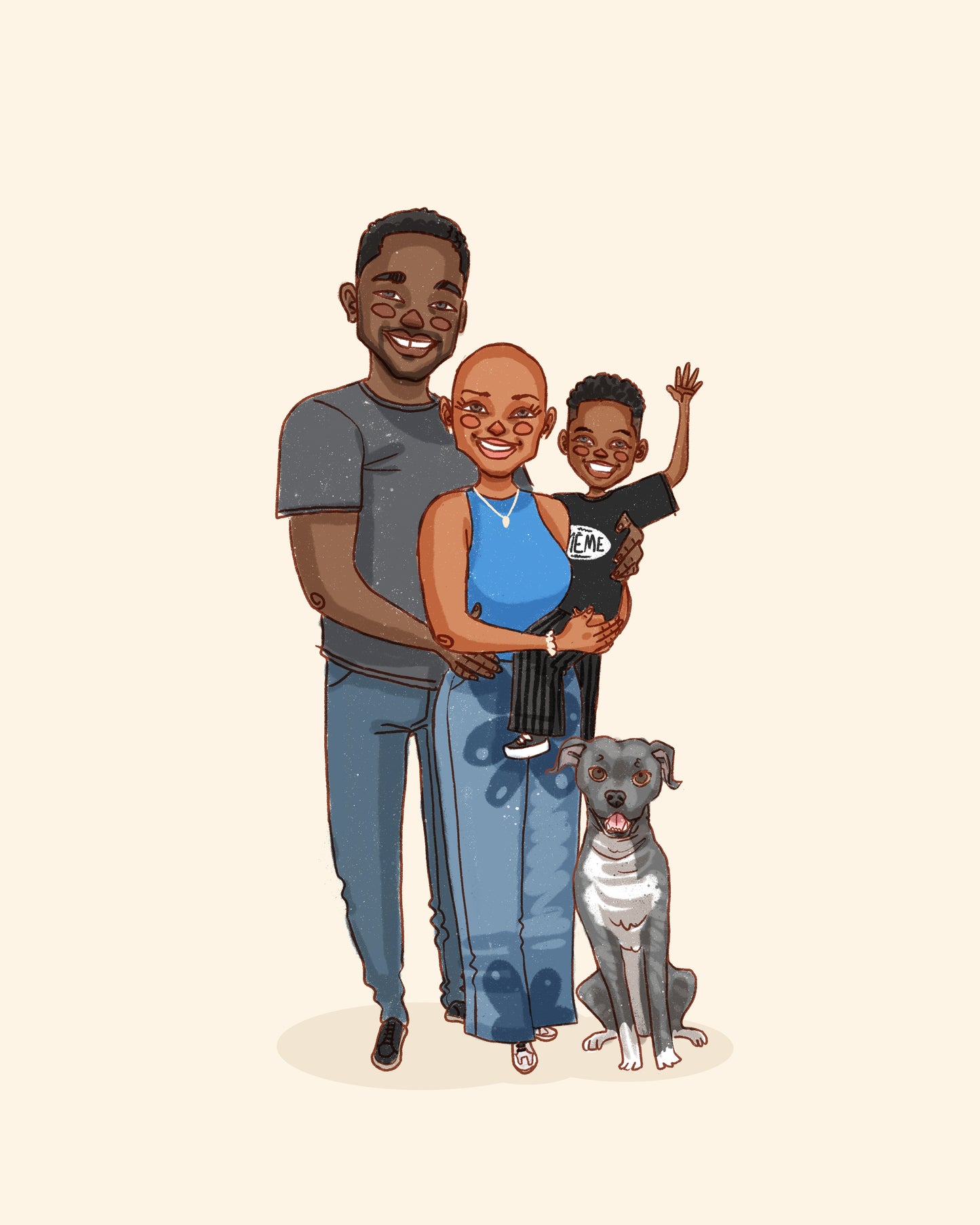 FAMILY of 3 CUSTOM PORTRAIT