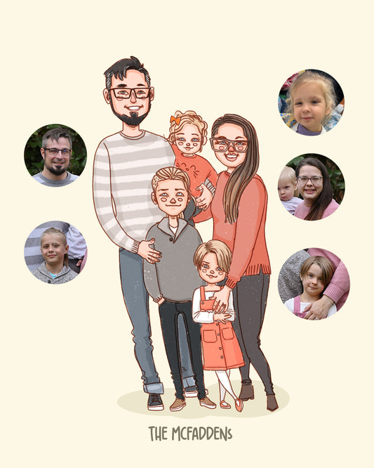 FAMILY of 5 CUSTOM PORTRAIT