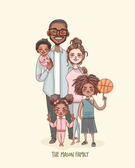 FAMILY of 6 CUSTOM PORTRAIT