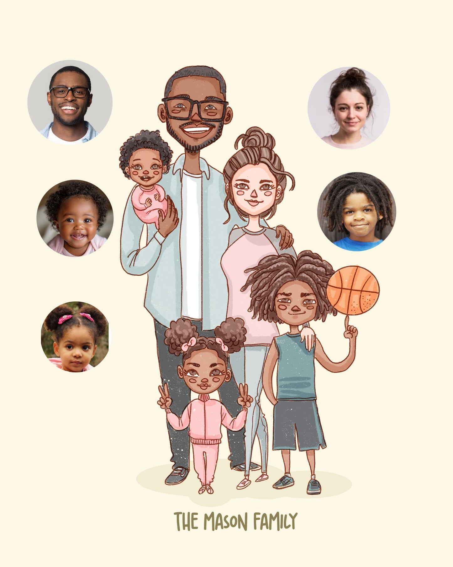 FAMILY of 6 CUSTOM PORTRAIT