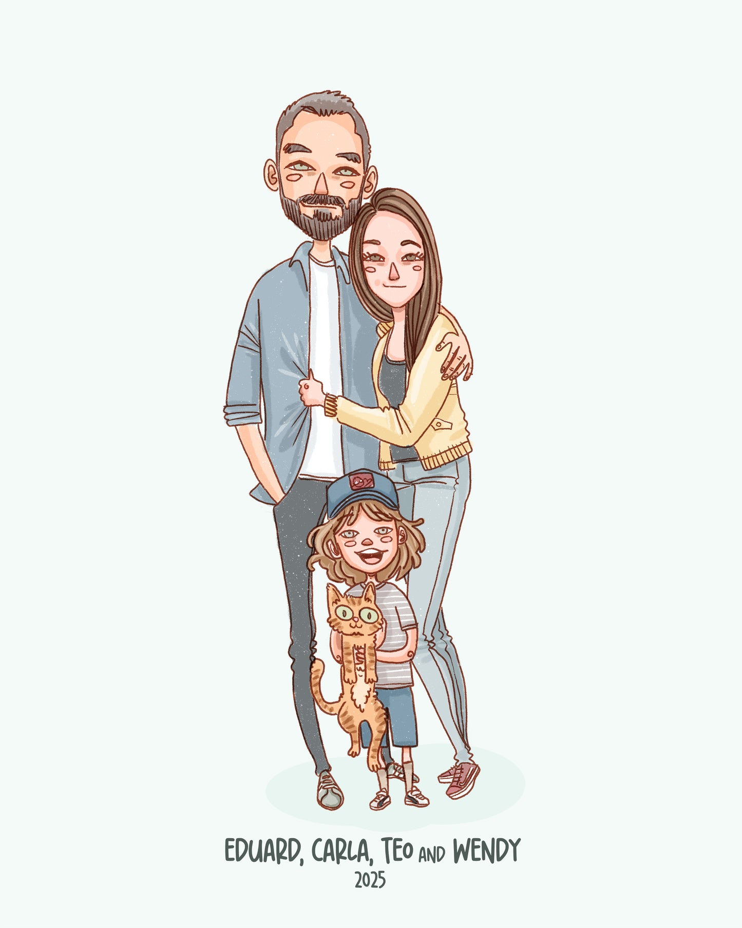 FAMILY of 3 CUSTOM PORTRAIT