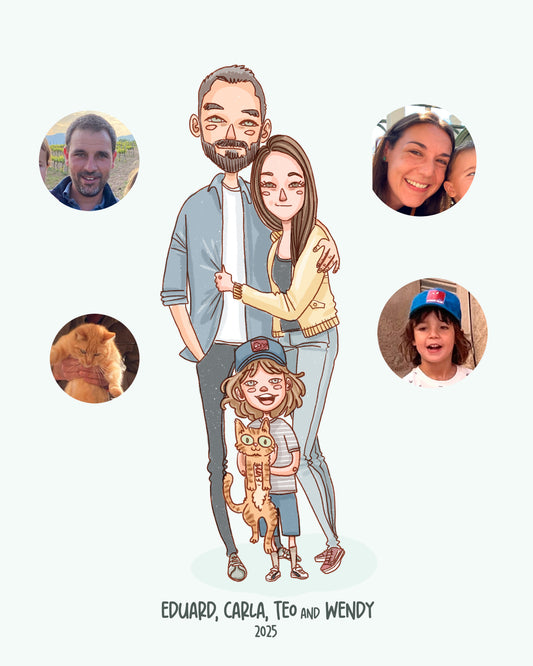 FAMILY of 3 CUSTOM PORTRAIT