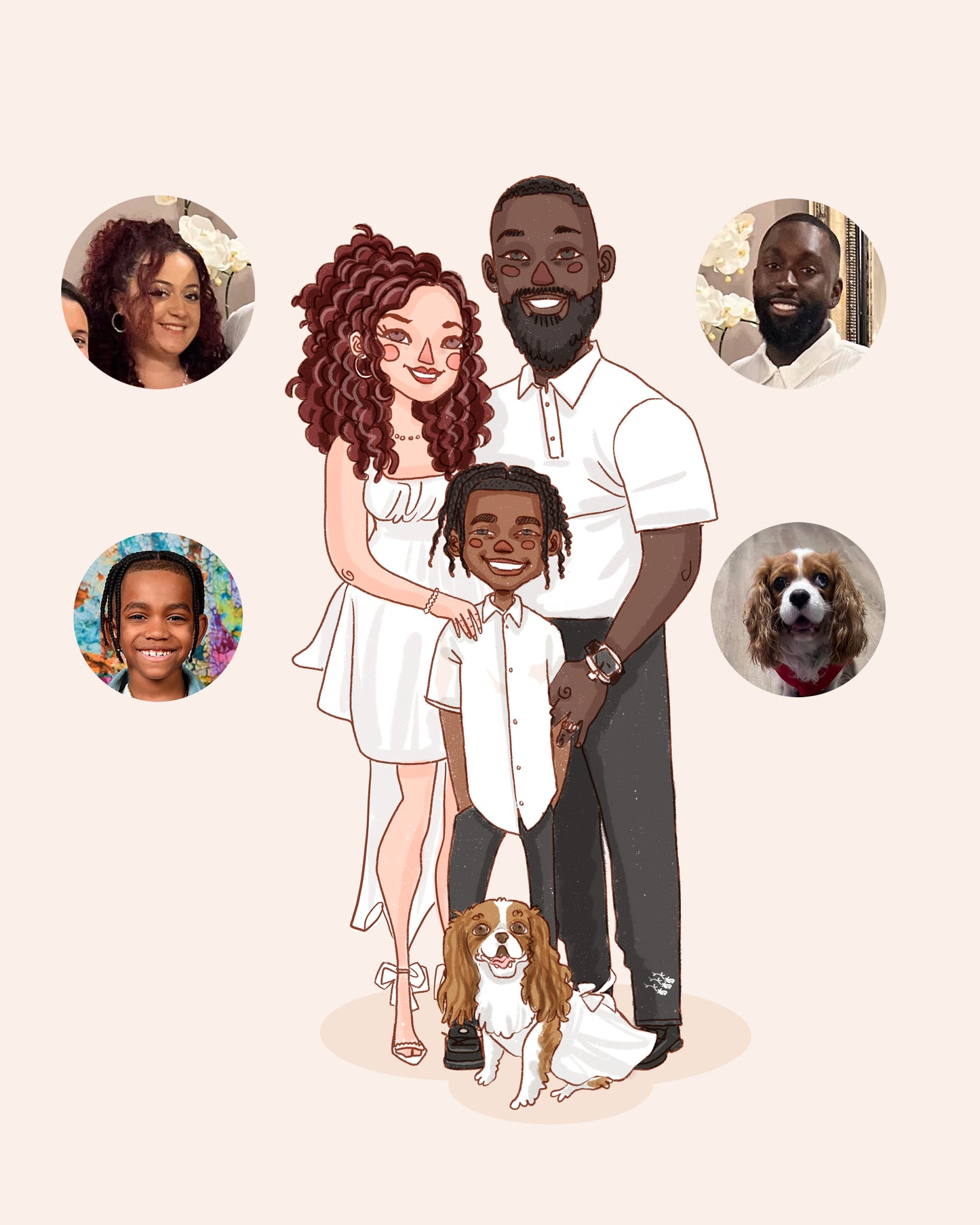 FAMILY of 3 CUSTOM PORTRAIT