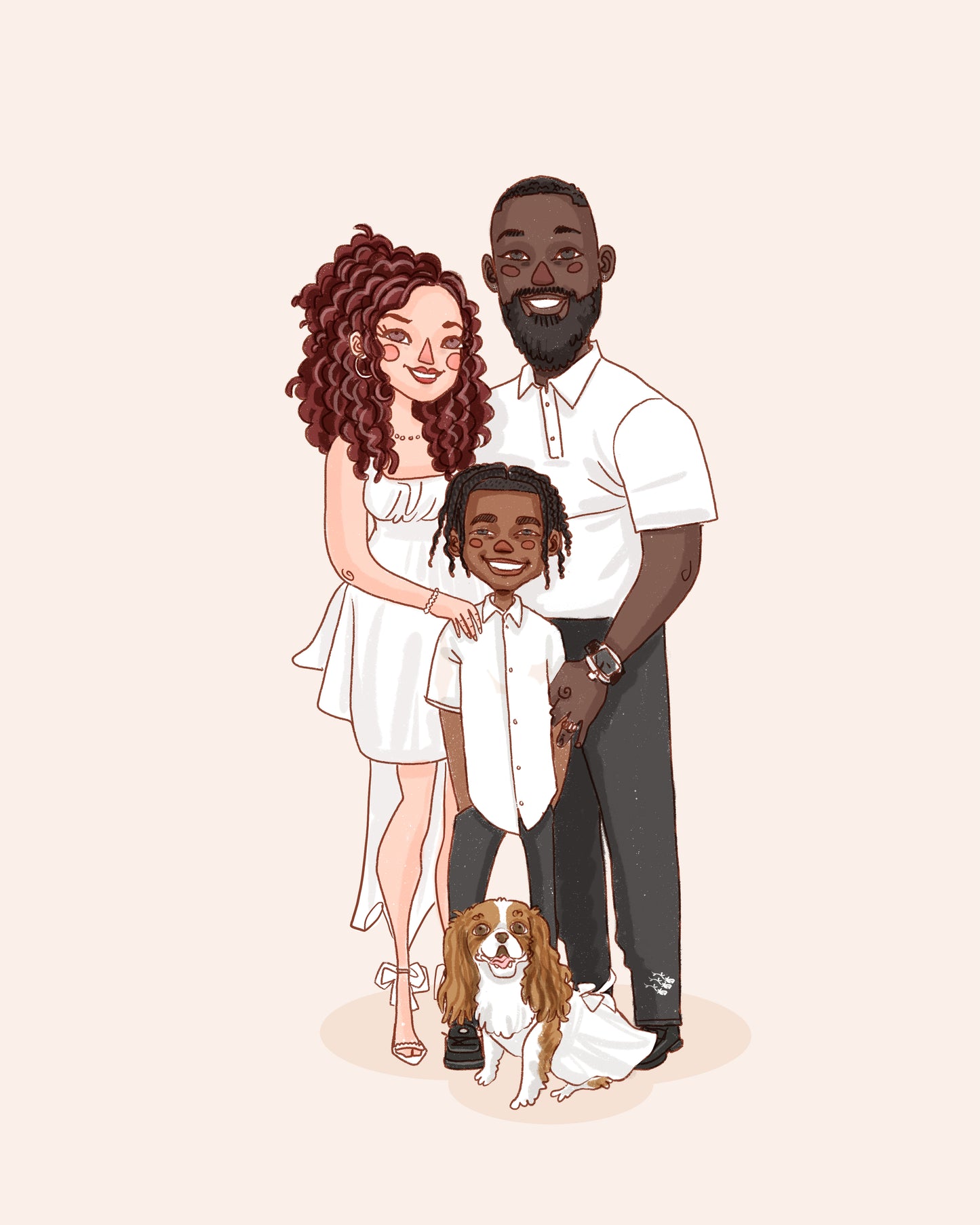 FAMILY of 3 CUSTOM PORTRAIT