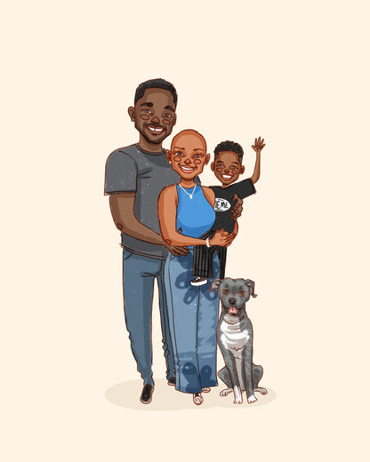 FAMILY of 3 CUSTOM PORTRAIT
