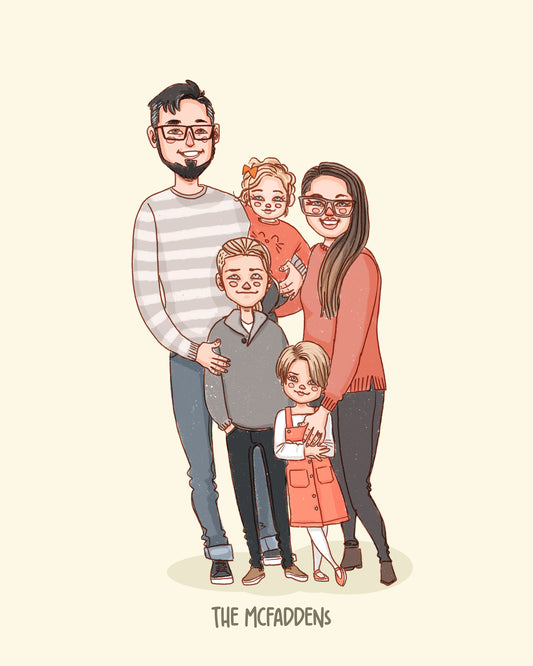 FAMILY of 5 CUSTOM PORTRAIT