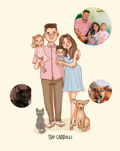 FAMILY of 4 CUSTOM PORTRAIT