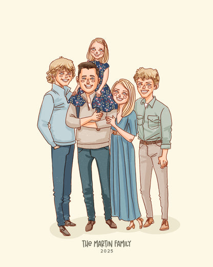 FAMILY of 5 CUSTOM PORTRAIT