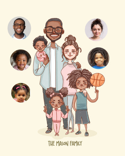 FAMILY of 6 CUSTOM PORTRAIT