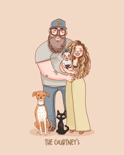 FAMILY of 6 CUSTOM PORTRAIT
