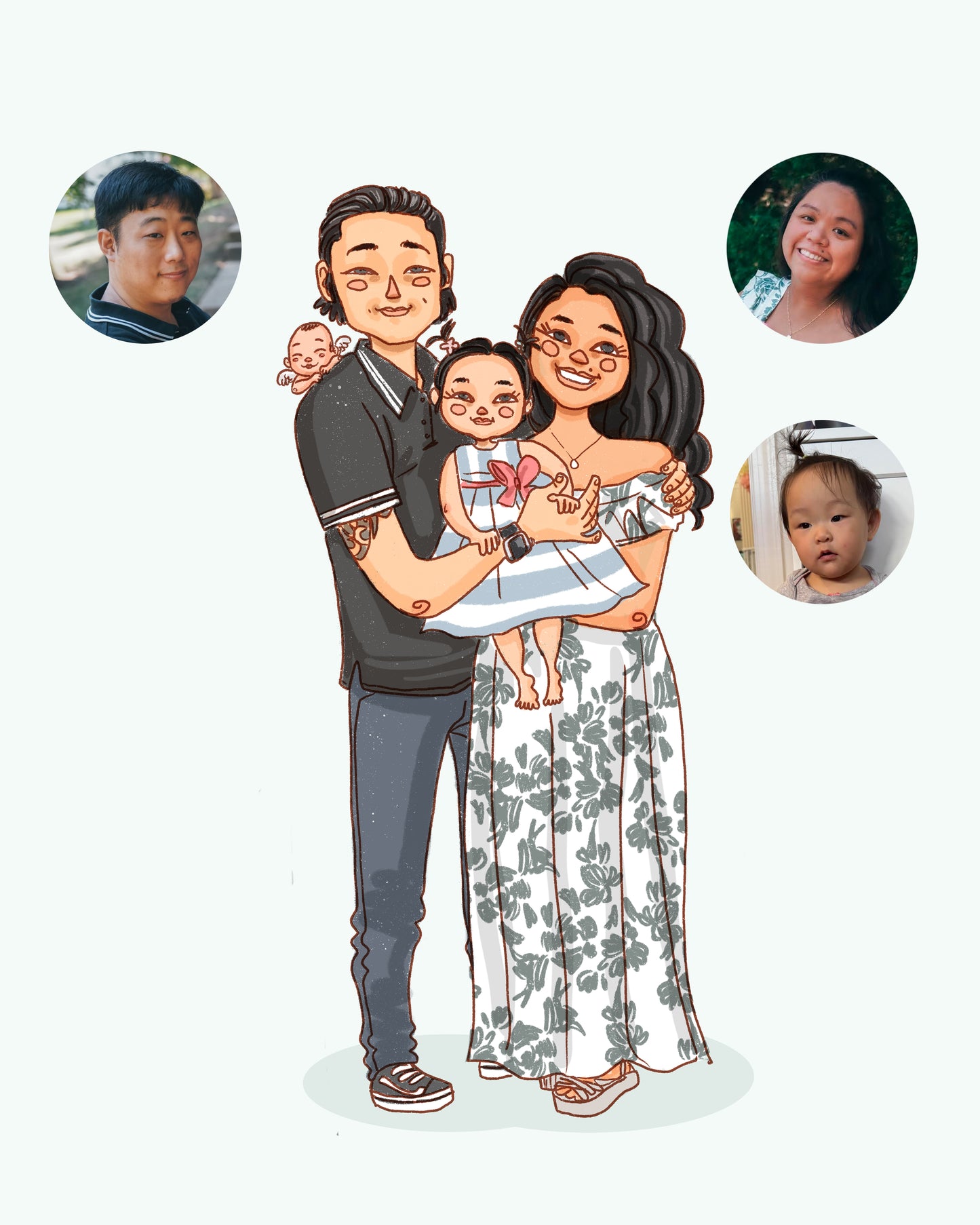 FAMILY of 4 CUSTOM PORTRAIT